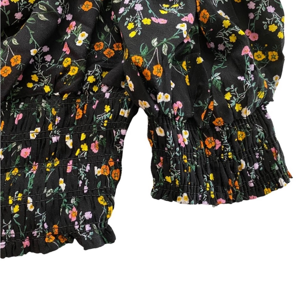AFRM NWT Soph Spring Garden Ditsy black long sleeve cross back smocked waist - Picture 2 of 7